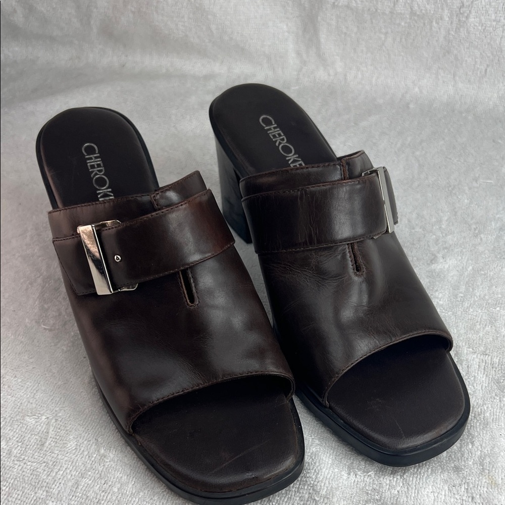 Cherokee Women's Dark Brown Leather Mules